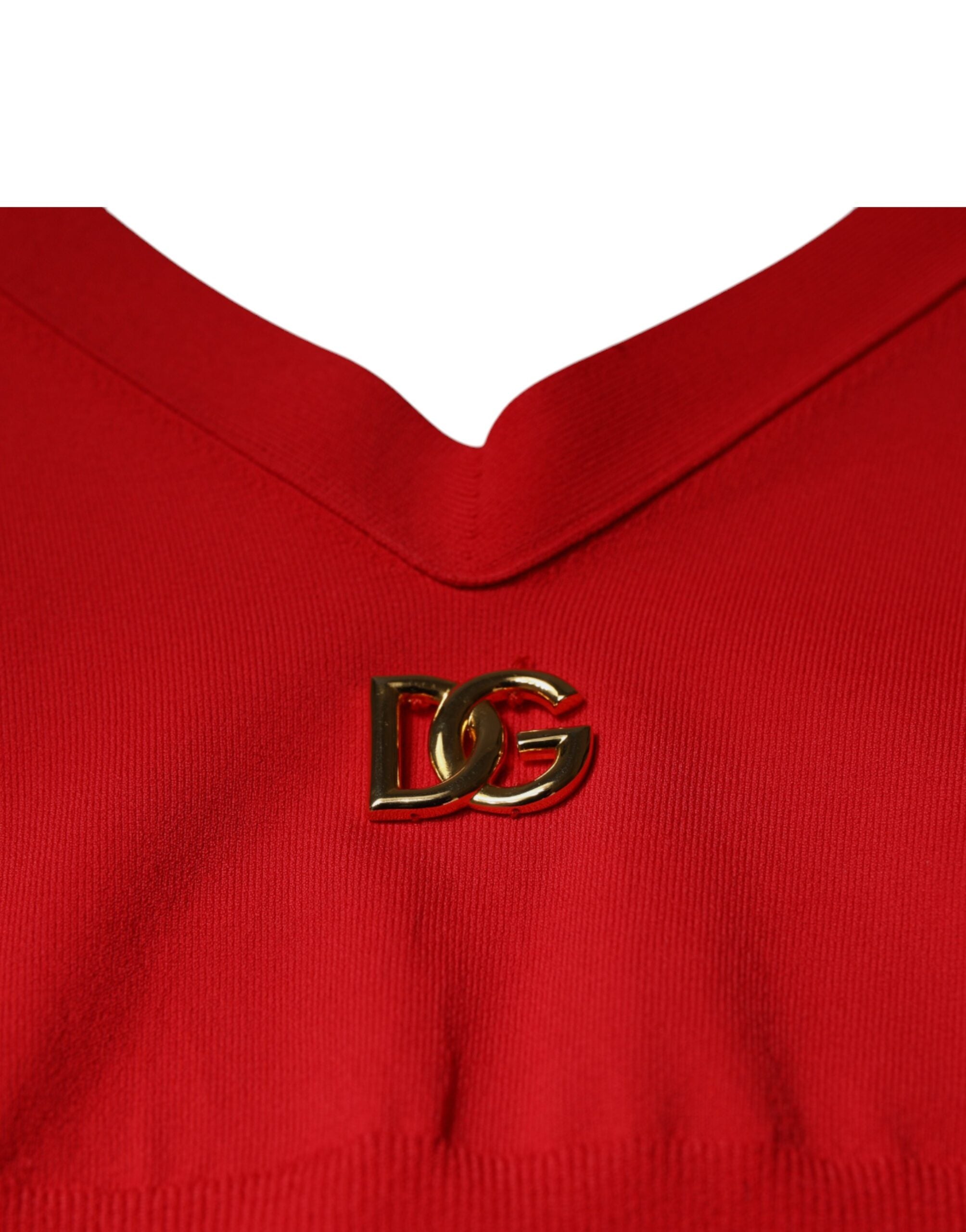 Dolce & Gabbana rotes ärmelloses Neckholder-Cropped-Tanktop aus Viskose