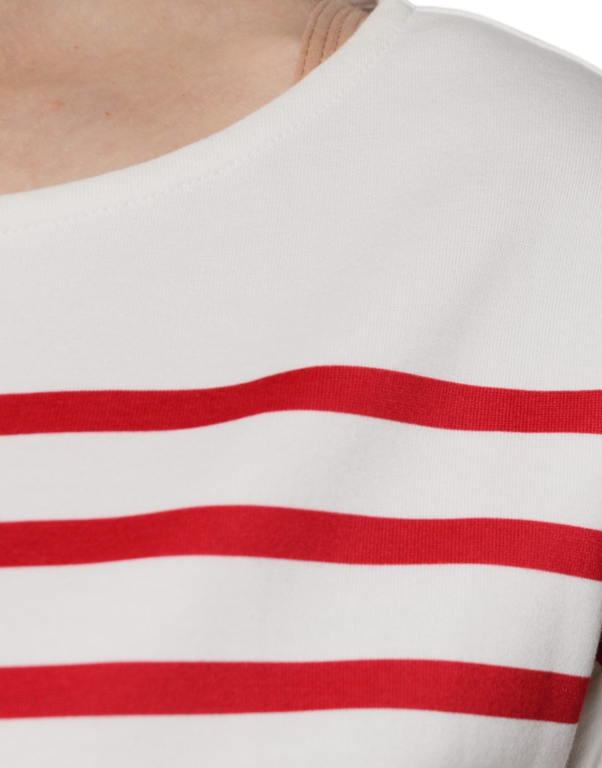 Dolce & Gabbana Wit Rood Gestreept Katoenen Top met Lange Mouwen