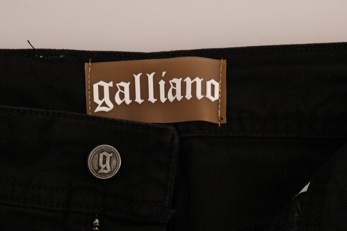 John Galliano Regular Fit Stretch Jeans aus schwarzem Baumwolldenim
