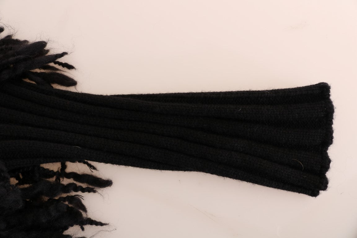 Dolce & Gabbana Schwarzer Fransenpullover aus Wolle
