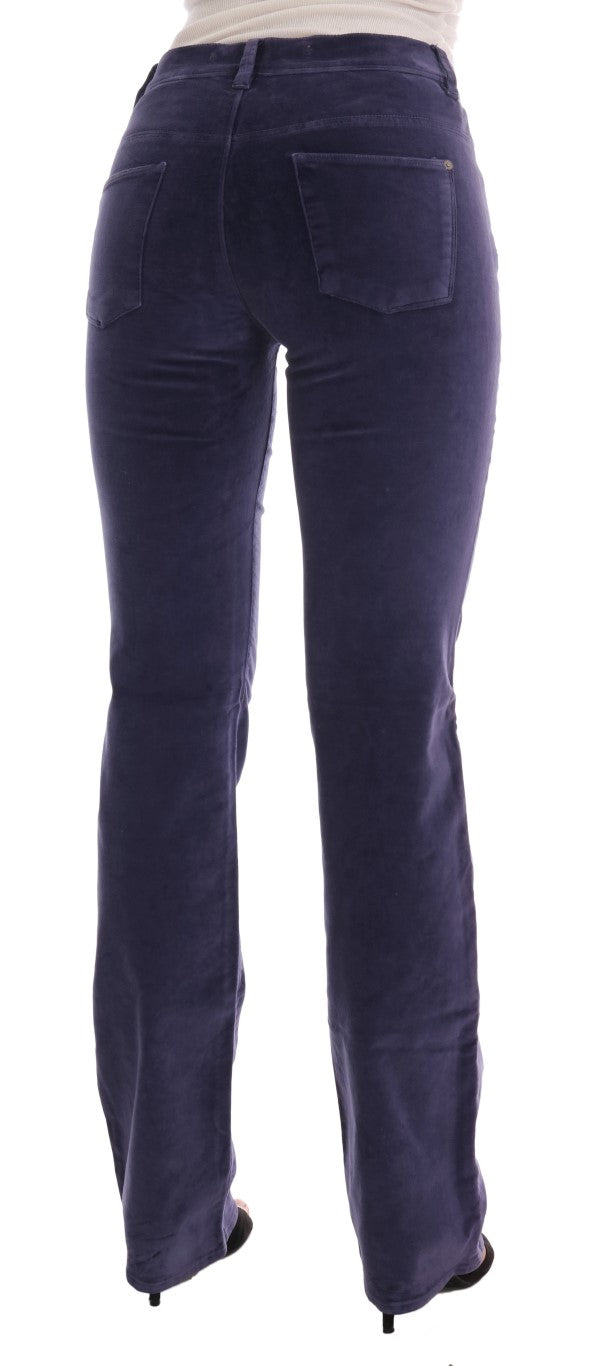 Ermanno Scervino Paarse Corduroy Stretch Bootcut Broek