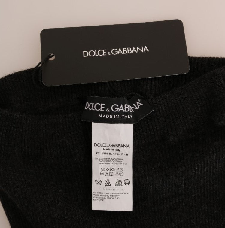 Dolce & Gabbana Grijze Kasjmier Ribgebreide Stretch Panty