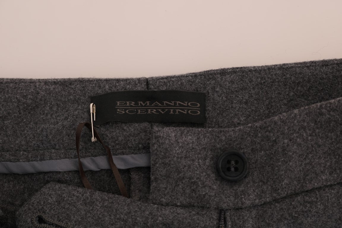 Ermanno Scervino Grijze Wollen Slim Stretch Broek