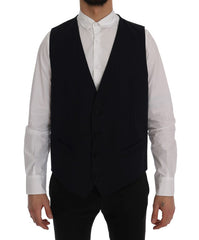 Dolce & Gabbana Blaue STAFF Weste aus Wolle mit Stretchanteil