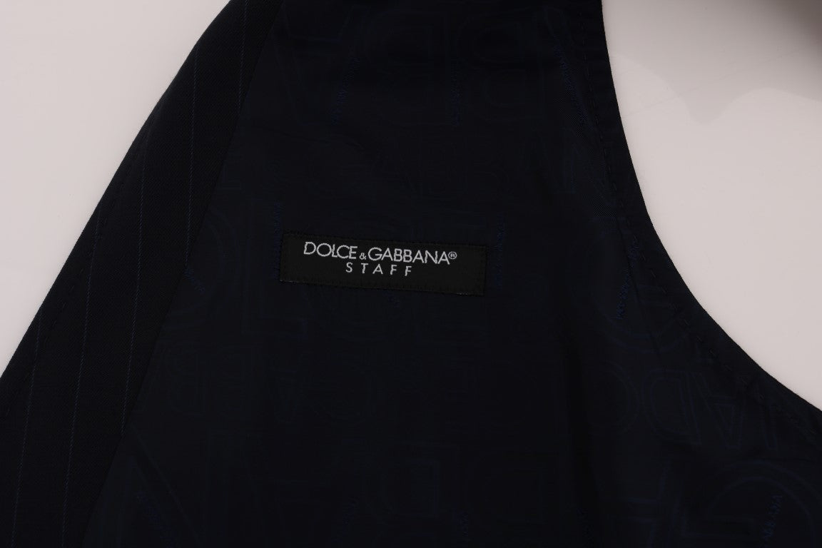 Dolce & Gabbana Blaue STAFF Weste aus Wolle mit Stretchanteil