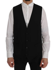 Dolce & Gabbana Schwarze STAFF Weste aus Wolle mit Stretchanteil