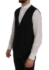 Dolce & Gabbana Schwarze STAFF Weste aus Wolle mit Stretchanteil