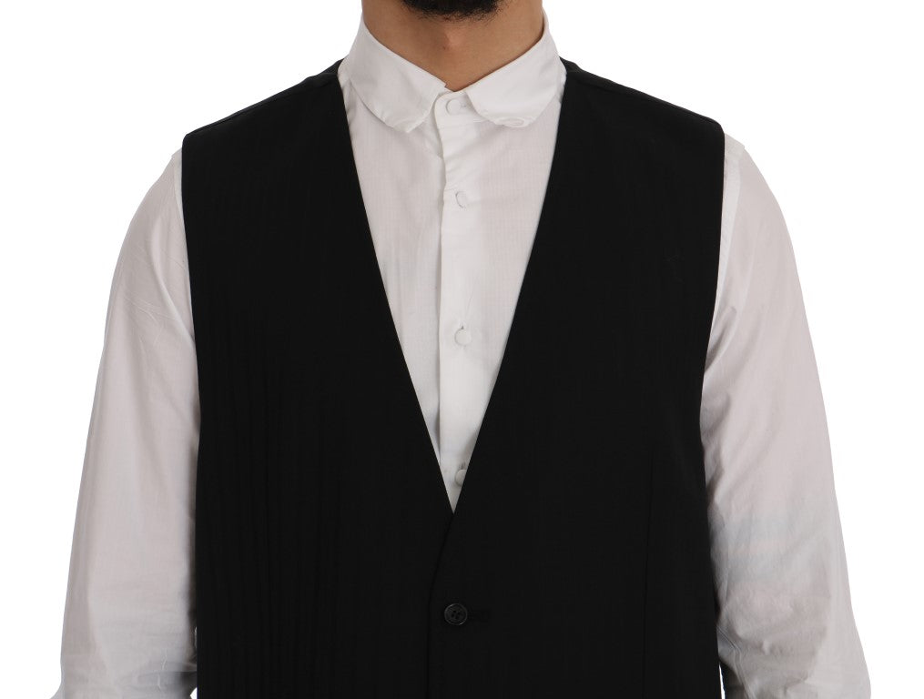 Dolce & Gabbana Schwarze STAFF Weste aus Wolle mit Stretchanteil