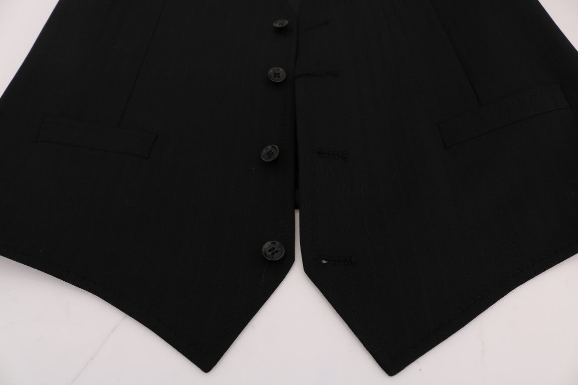 Dolce & Gabbana Schwarze STAFF Weste aus Wolle mit Stretchanteil
