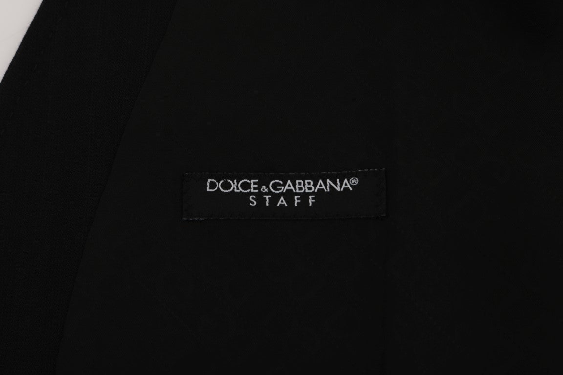 Dolce & Gabbana Schwarze STAFF Weste aus Wolle mit Stretchanteil