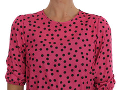 Dolce & Gabbana Rosa gepunktete Seidenbluse