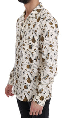 Dolce & Gabbana Weißes Seidenhemd mit JAZZ Motivprint