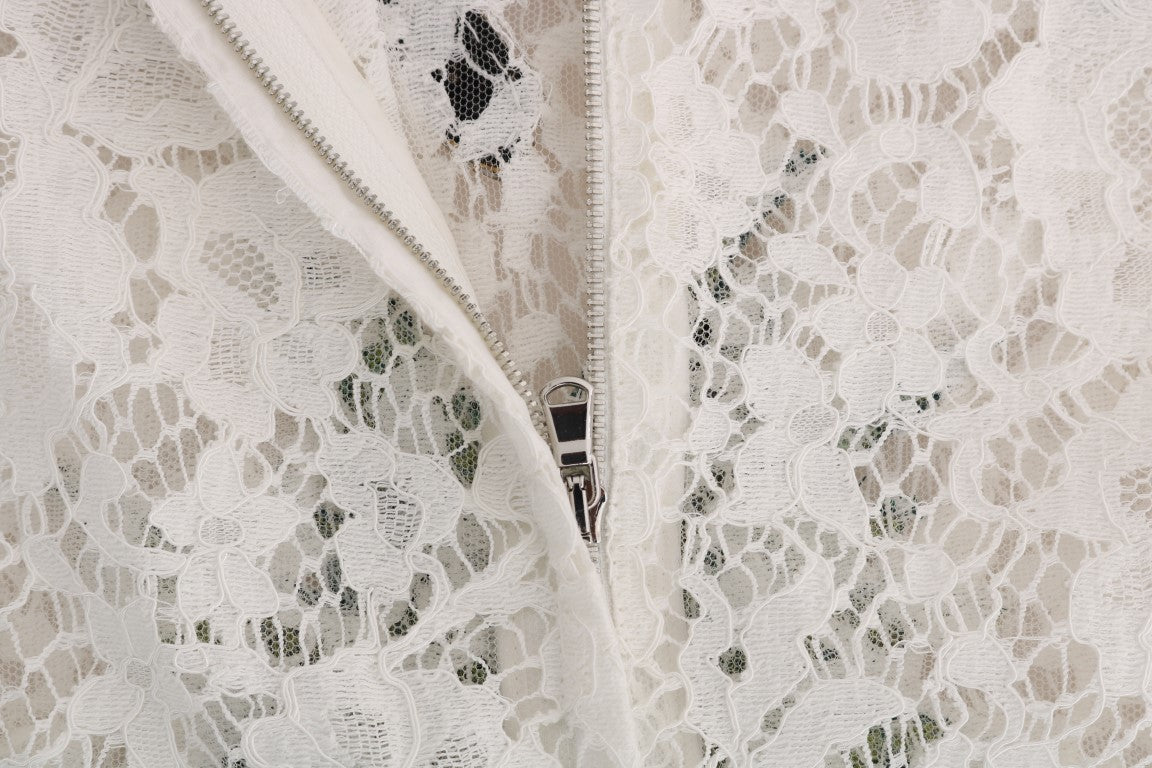 Dolce & Gabbana Weiße, mit Kristallen verzierte Spitzenbluse