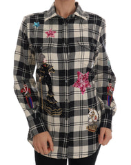 Dolce & Gabbana Zwart Witte Fairy Tale Crystal Blouse