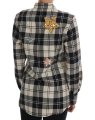 Dolce & Gabbana Zwart Witte Fairy Tale Crystal Blouse