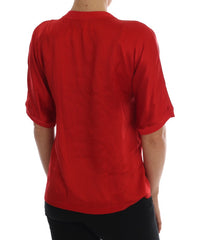 Dolce & Gabbana Rode Zijden Oranje Vaas Kristallen Top