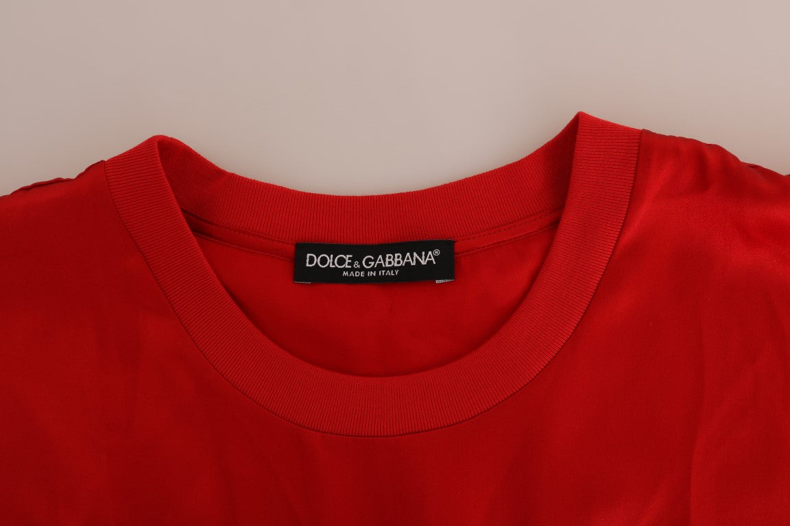 Dolce & Gabbana Rode Zijden Oranje Vaas Kristallen Top