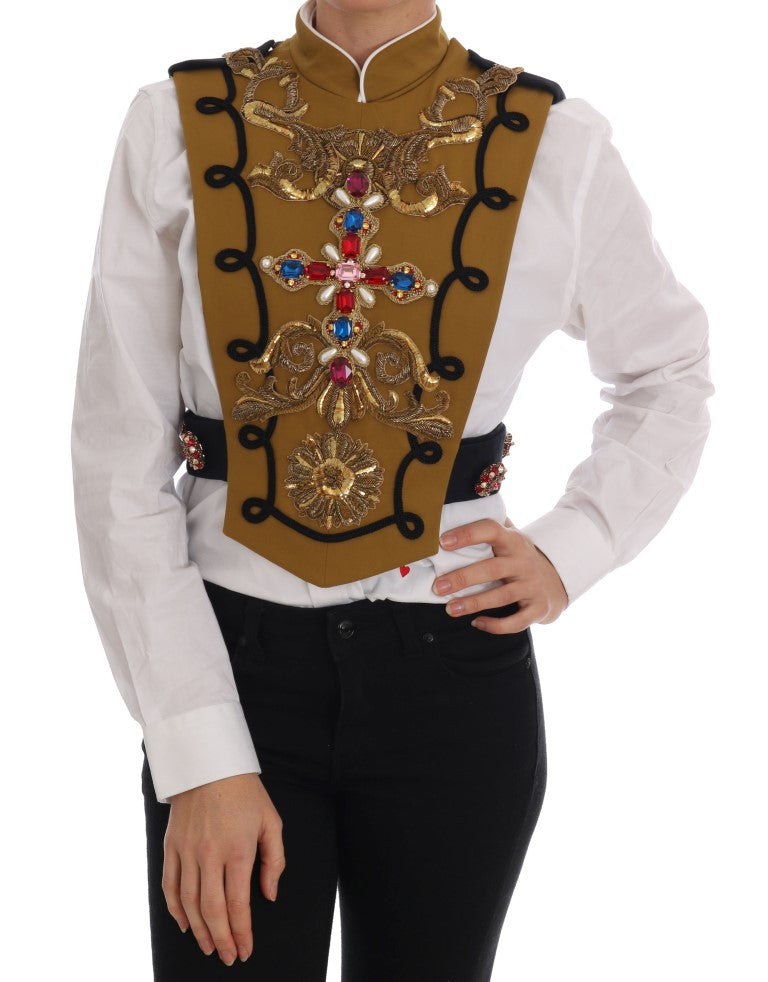 Dolce & Gabbana Gelbe Weste Jacke mit Kristallen
