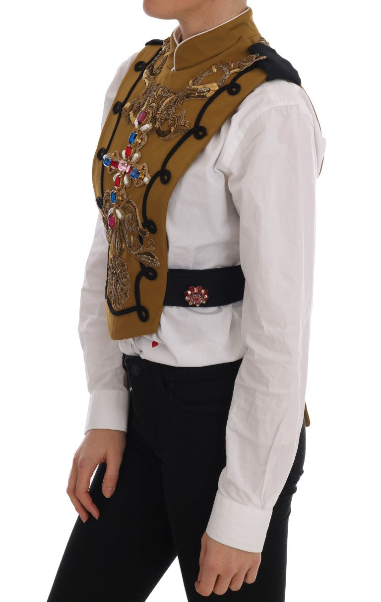 Dolce & Gabbana Gelbe Weste Jacke mit Kristallen