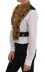 Dolce & Gabbana Gelbe Weste Jacke mit Kristallen