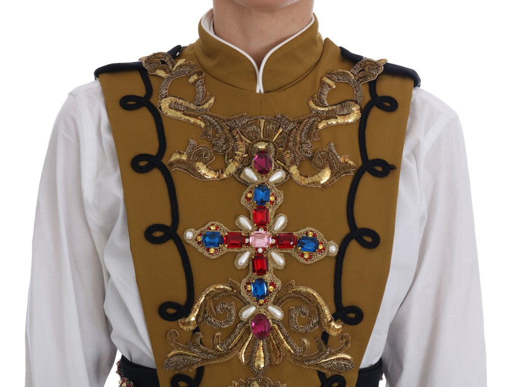 Dolce & Gabbana Gelbe Weste Jacke mit Kristallen