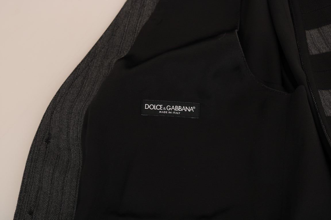 Dolce & Gabbana Graue Weste aus Wolle mit Muster, schmal geschnitten