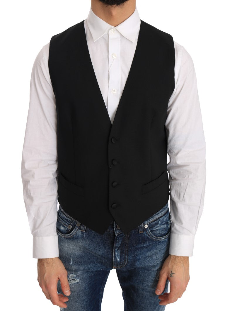 Dolce & Gabbana Weste aus schwarzer Wolle und Seide