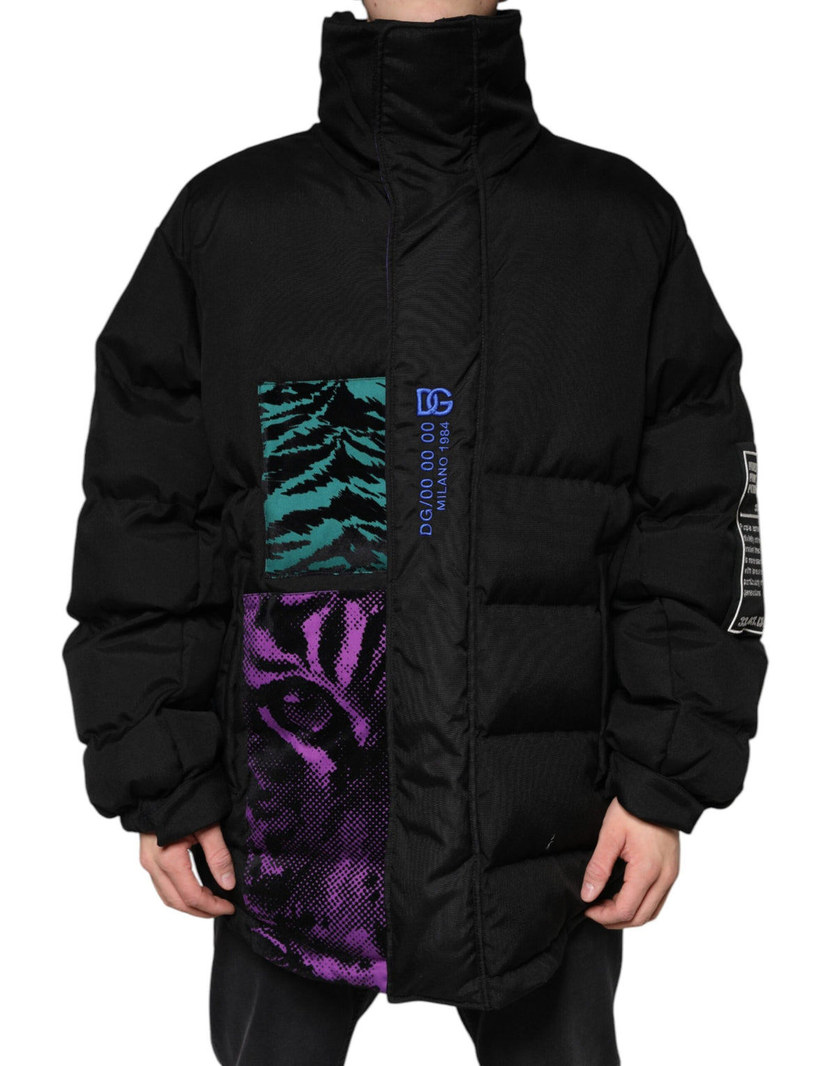 Dolce &amp; Gabbana – Schwarze Pufferjacke aus Nylon für Herren mit durchgehendem Reißverschluss