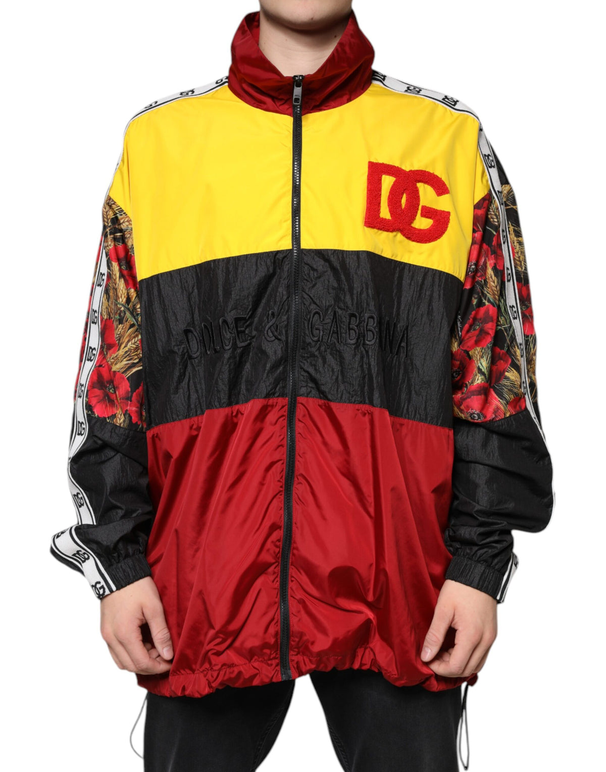 Dolce & Gabbana Herren-Strickjacke mit Reißverschluss und mehrfarbigem Patchworkmuster