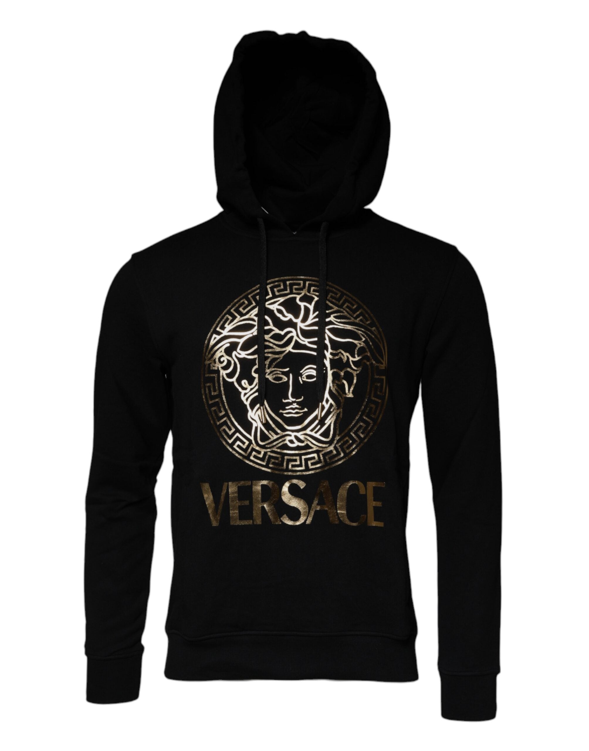 Versace Schwarzer Medusa Baumwoll Hoodie Pullover Sweatshirt