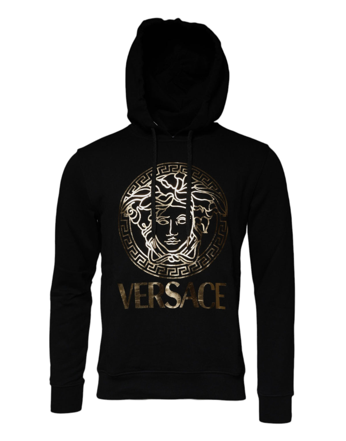 Versace Schwarzer Medusa Baumwoll Hoodie Pullover Sweatshirt