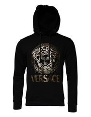 Versace Schwarzer Medusa Baumwoll Hoodie Pullover Sweatshirt