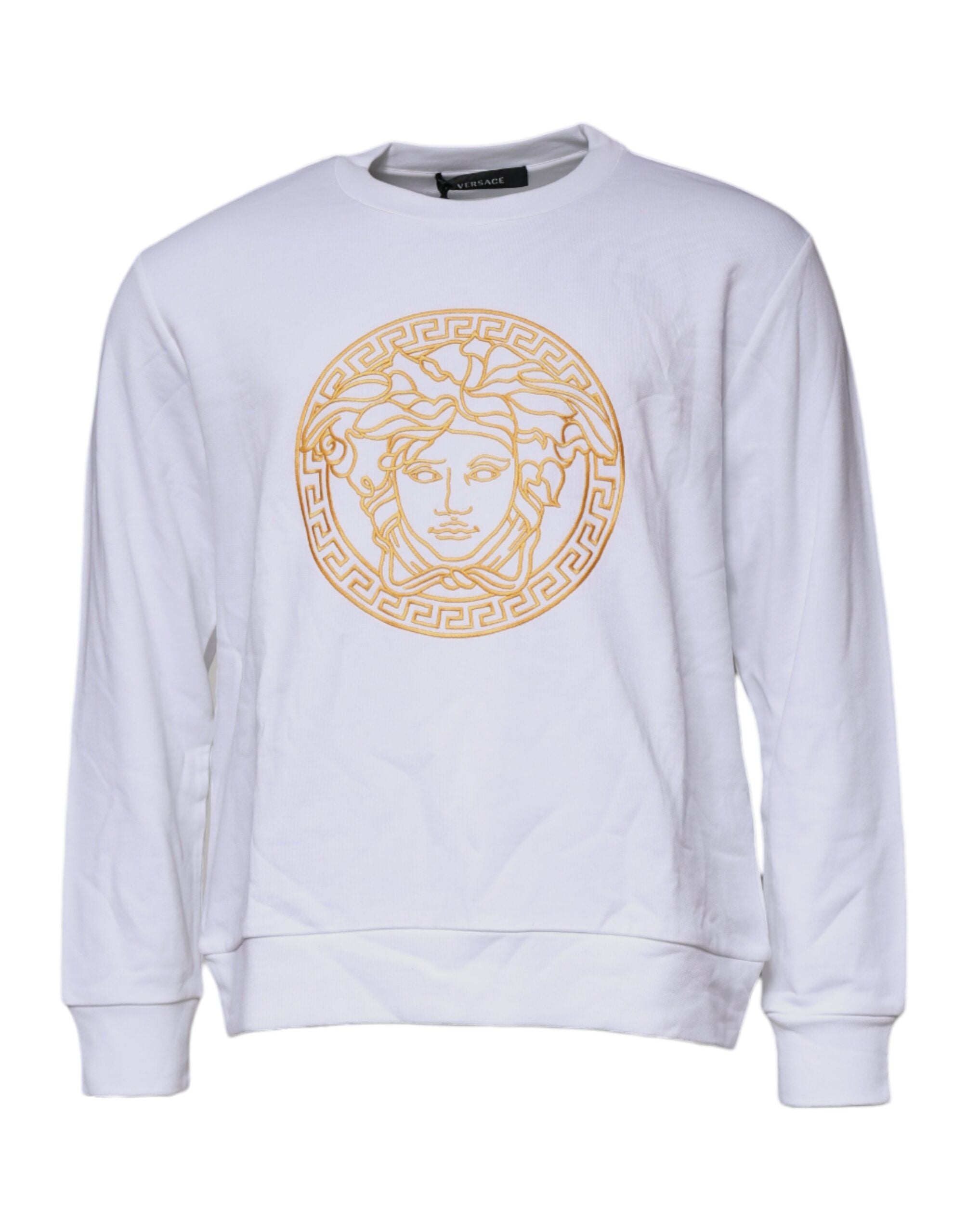 Versace Pullover mit Medusa-Stickerei am Rundhalsausschnitt, Weiß