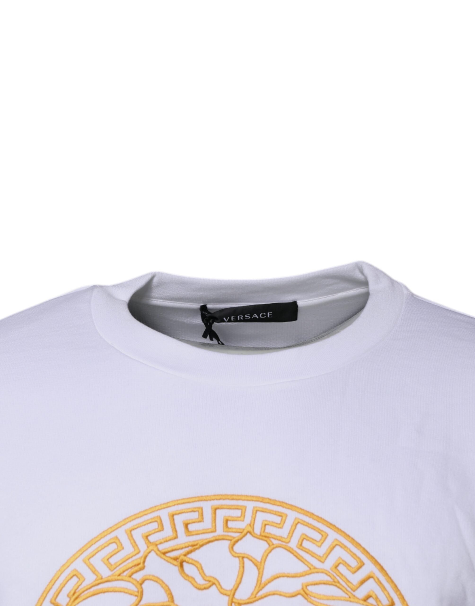 Versace Pullover mit Medusa-Stickerei am Rundhalsausschnitt, Weiß