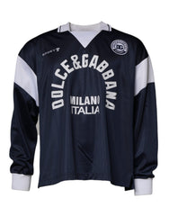 Dolce & Gabbana Blauw Logo Jersey Trui met Kraag