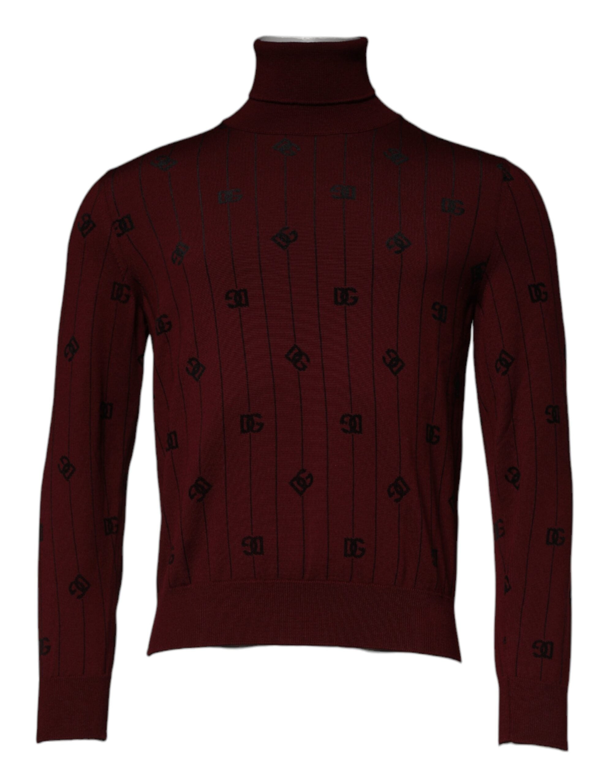 Dolce & Gabbana bordeauxroter Monogramm Rollkragenpullover