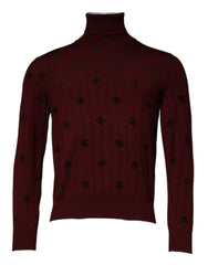 Dolce & Gabbana bordeauxroter Monogramm Rollkragenpullover