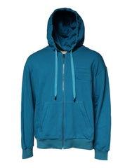 Dolce & Gabbana Blaues Baumwoll-Kapuzen-Sweatshirt mit Logo