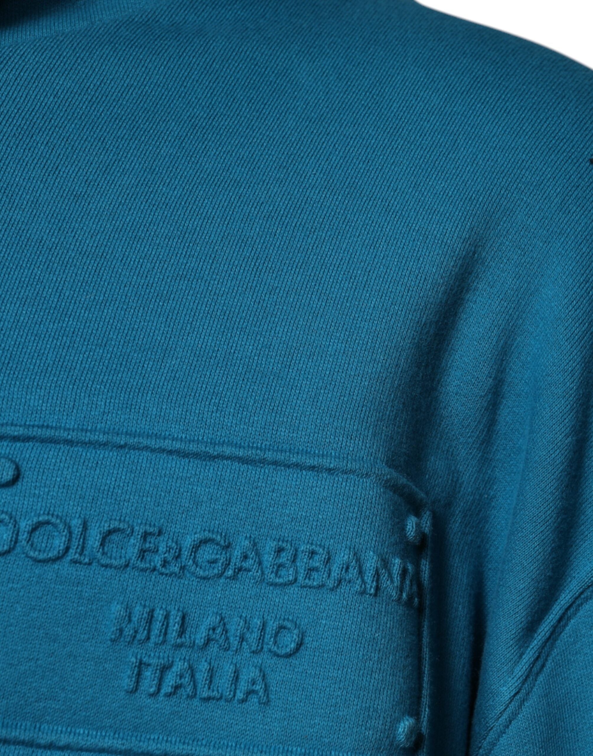 Dolce & Gabbana Blaues Baumwoll-Kapuzen-Sweatshirt mit Logo