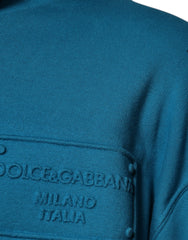 Dolce & Gabbana Blaues Baumwoll-Kapuzen-Sweatshirt mit Logo