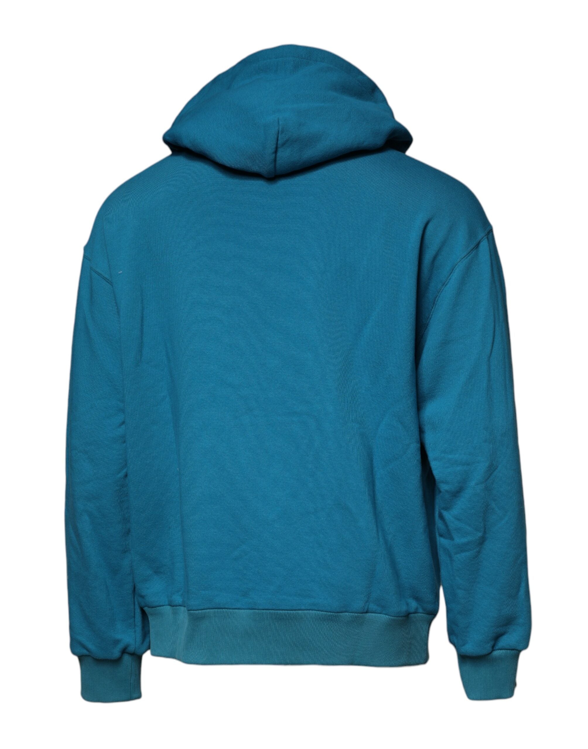 Dolce & Gabbana Blaues Baumwoll-Kapuzen-Sweatshirt mit Logo