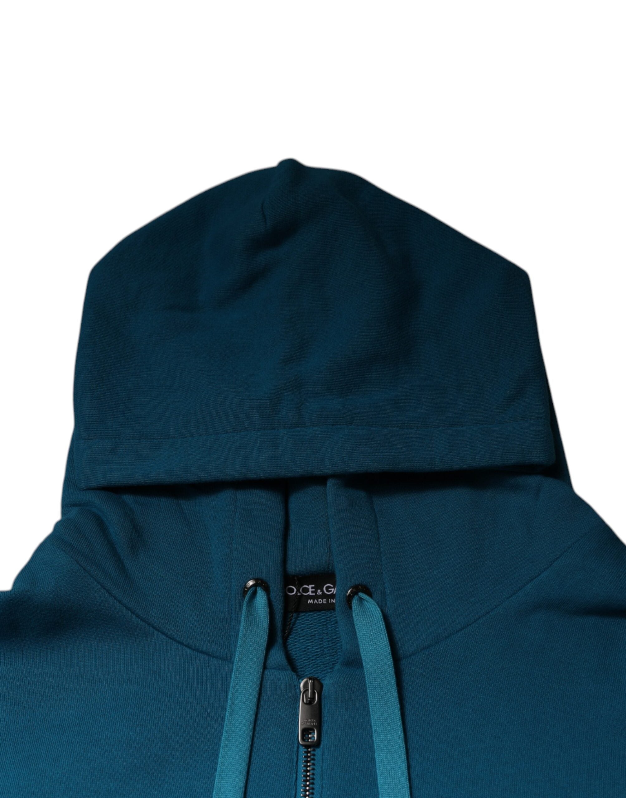 Dolce & Gabbana Blaues Baumwoll-Kapuzen-Sweatshirt mit Logo