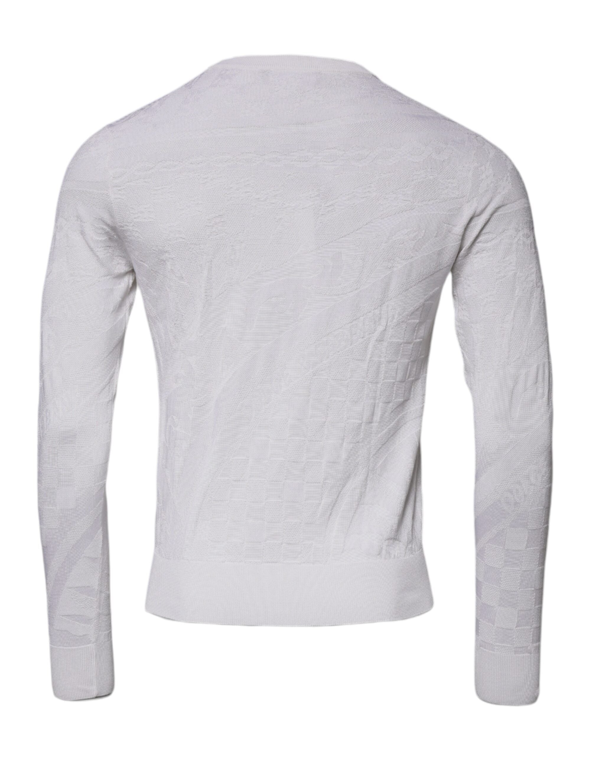 Dolce & Gabbana Witte Zijden Ronde Hals Heren Pullover Trui