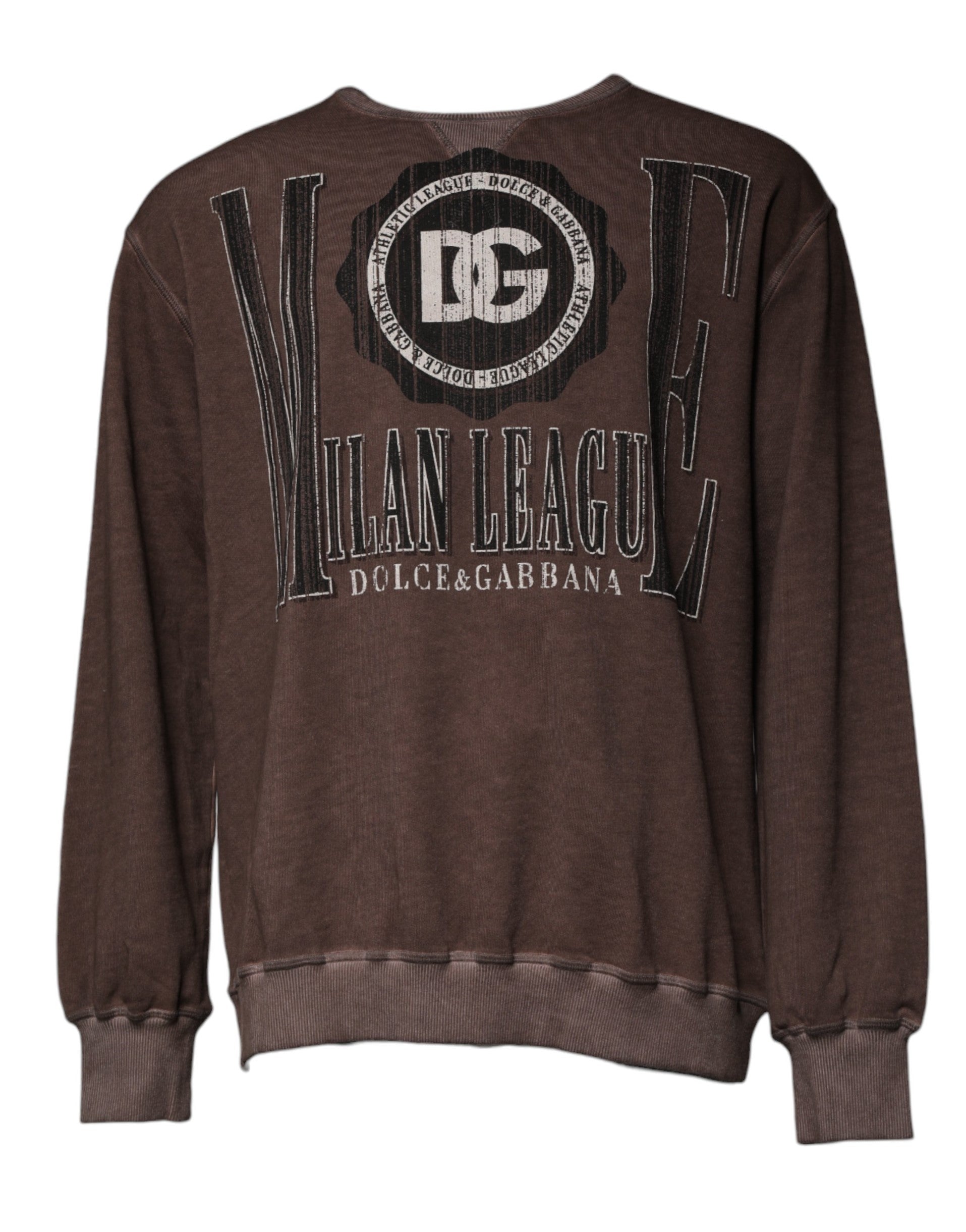 Dolce & Gabbana Brauner Pullover mit Logo-Print und Rundhalsausschnitt