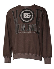 Dolce & Gabbana Brauner Pullover mit Logo-Print und Rundhalsausschnitt
