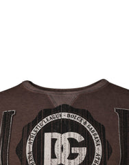 Dolce & Gabbana Brauner Pullover mit Logo-Print und Rundhalsausschnitt