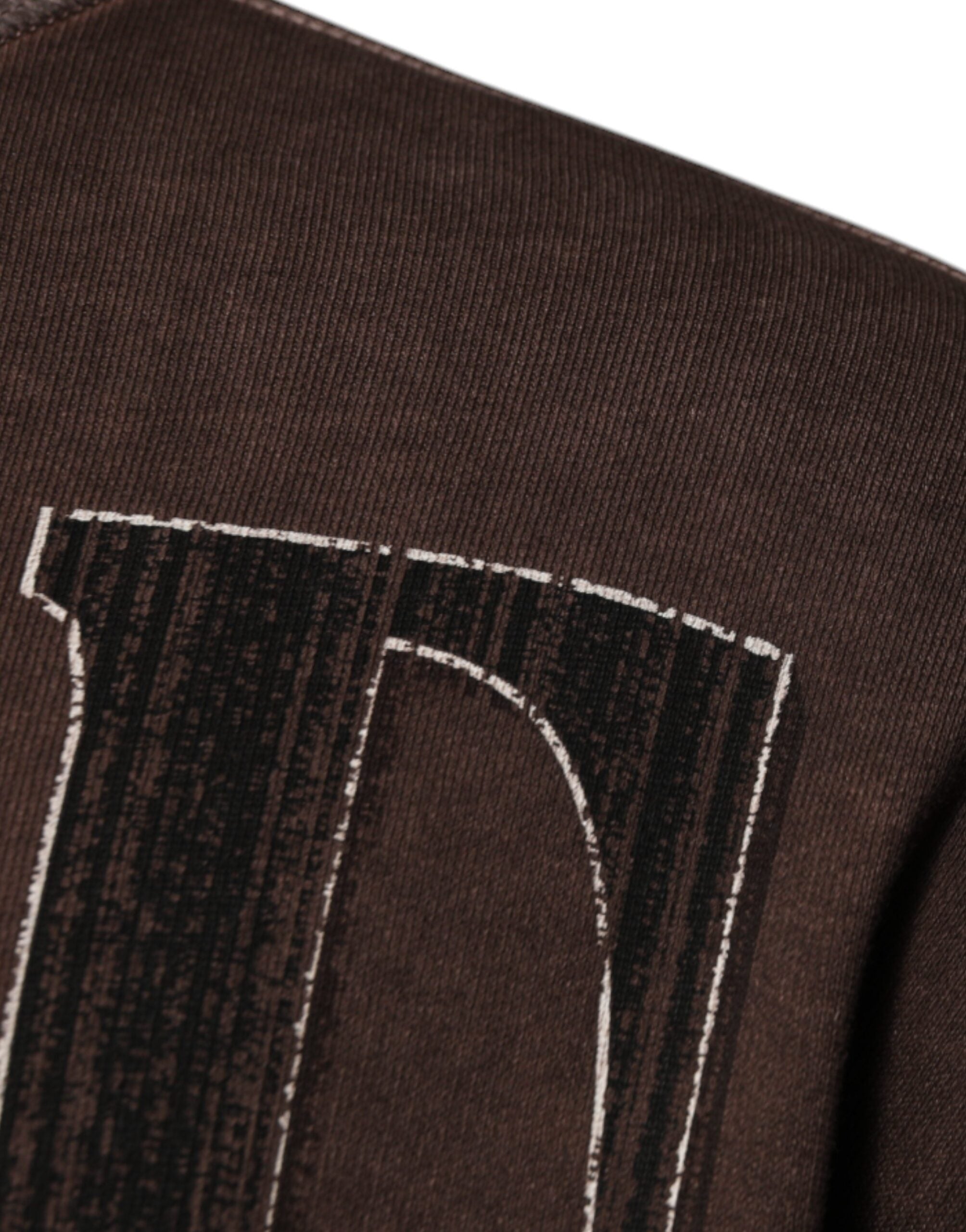 Dolce & Gabbana Brauner Pullover mit Logo-Print und Rundhalsausschnitt