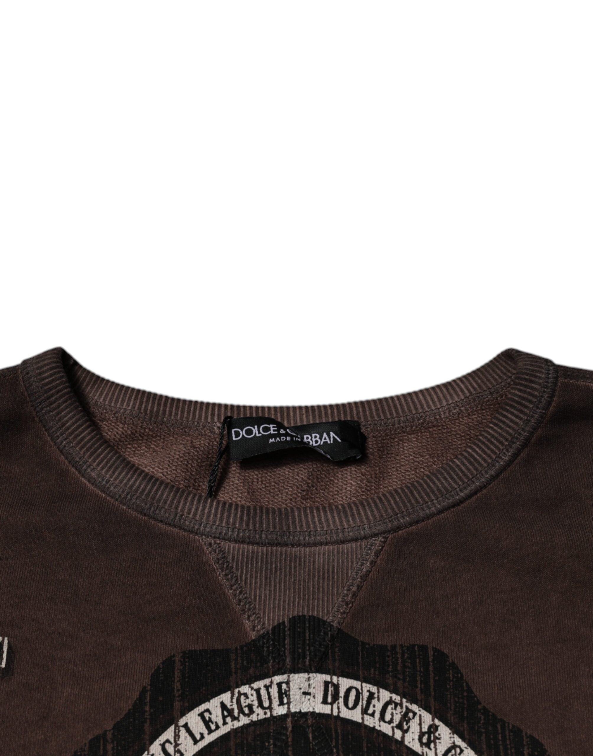 Dolce & Gabbana Brauner Pullover mit Logo-Print und Rundhalsausschnitt