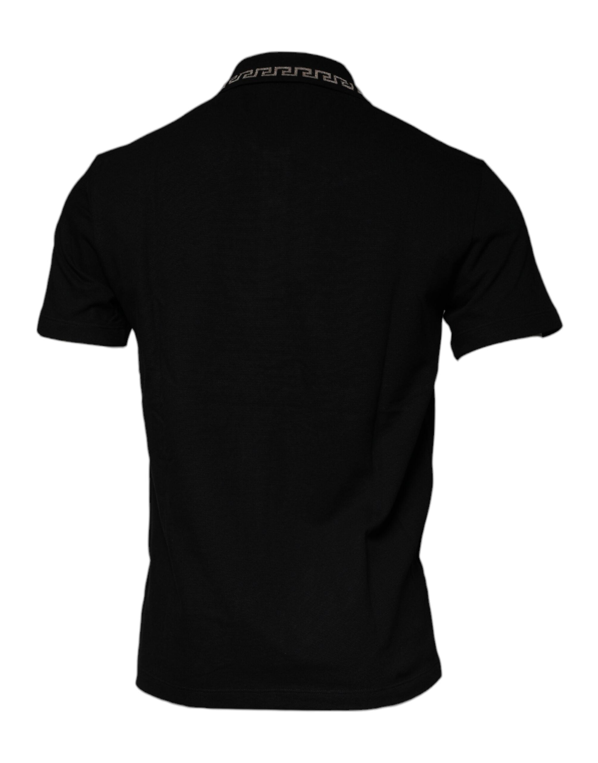 Versace Schwarzes Viscose Poloshirt mit Kragen und kurzen Ärmeln