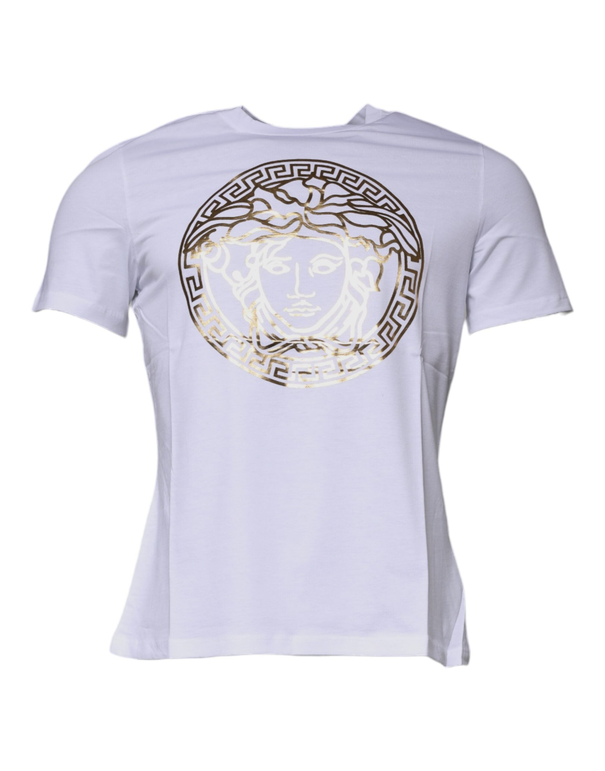 Versace T-Shirt mit Medusa-Print aus Baumwolle und Rundhalsausschnitt Weiß
